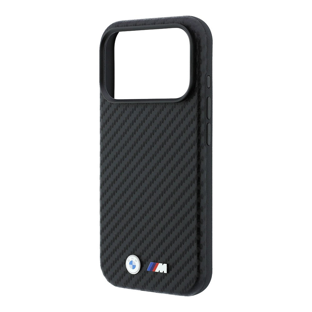 Apple iPhone 18 Pro Max Kılıf BMW Orjinal Lisanslı M-safe Şarj Özellikli Karbon Fiber Tasarımlı ve Metal Logolu PU Deri Kapak
