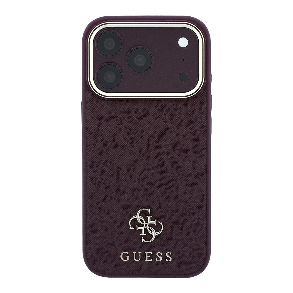 Apple iPhone 18 Pro Max Kılıf Guess Orjinal Lisanslı M-safe Şarj Özellikli Klasik Yazı ve 4G Logolu PU Deri Saffiano Kapak