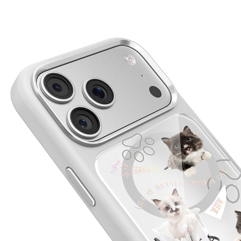 Apple iPhone 18 Pro Max Kılıf M-safe Şarj Özellikli 3D Baskılı Tasarım Mutural The Cat Serisi Kapak