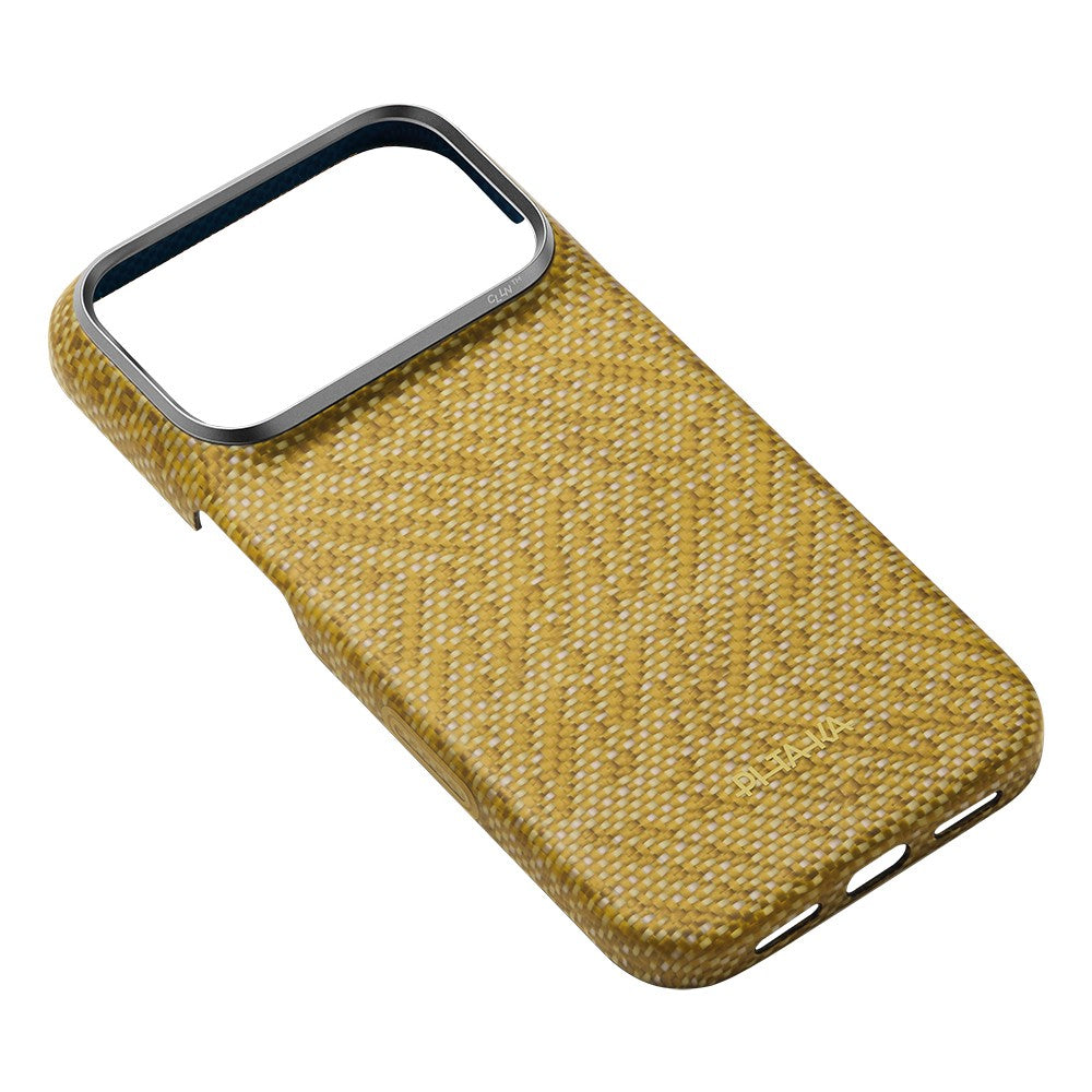 Apple iPhone 18 Pro Max Kılıf M-safe Şarj Özellikli Aramid Karbon Fiber Pitaka Wind Over Wheat Serisi Kapak