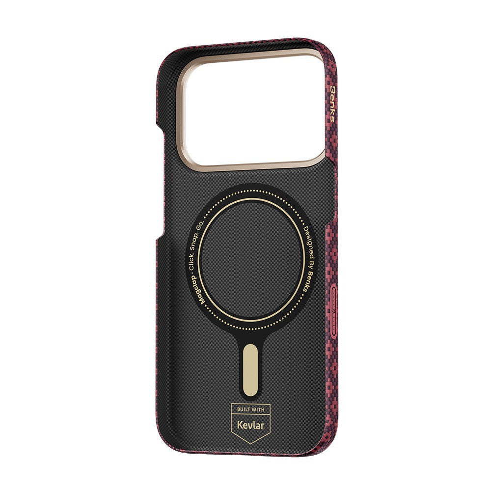 Apple iPhone 18 Pro Max Kılıf M-Safe Şarj Özellikli Benks ArmorAir ArmorGrid Serisi C1 Kevlar Karbon Kapak