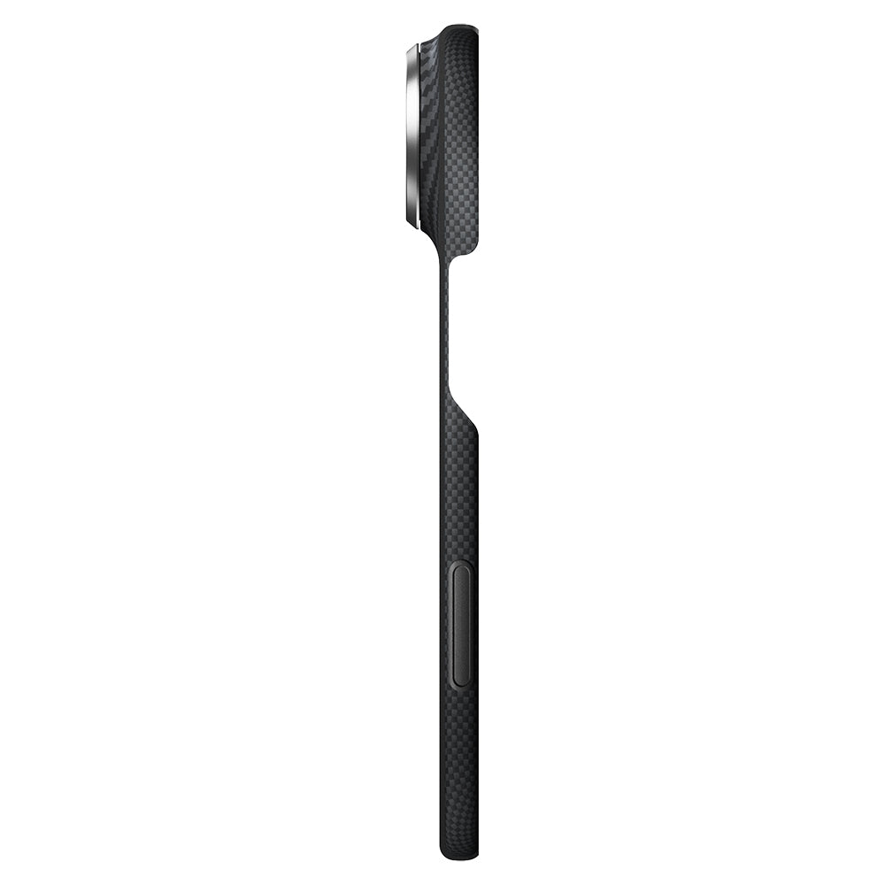 Apple iPhone Duo Kılıf M-safe Şarj Özellikli 600D Aramid Karbon Fiber Pitaka Edge Serisi Black-Grey Twill Kapak