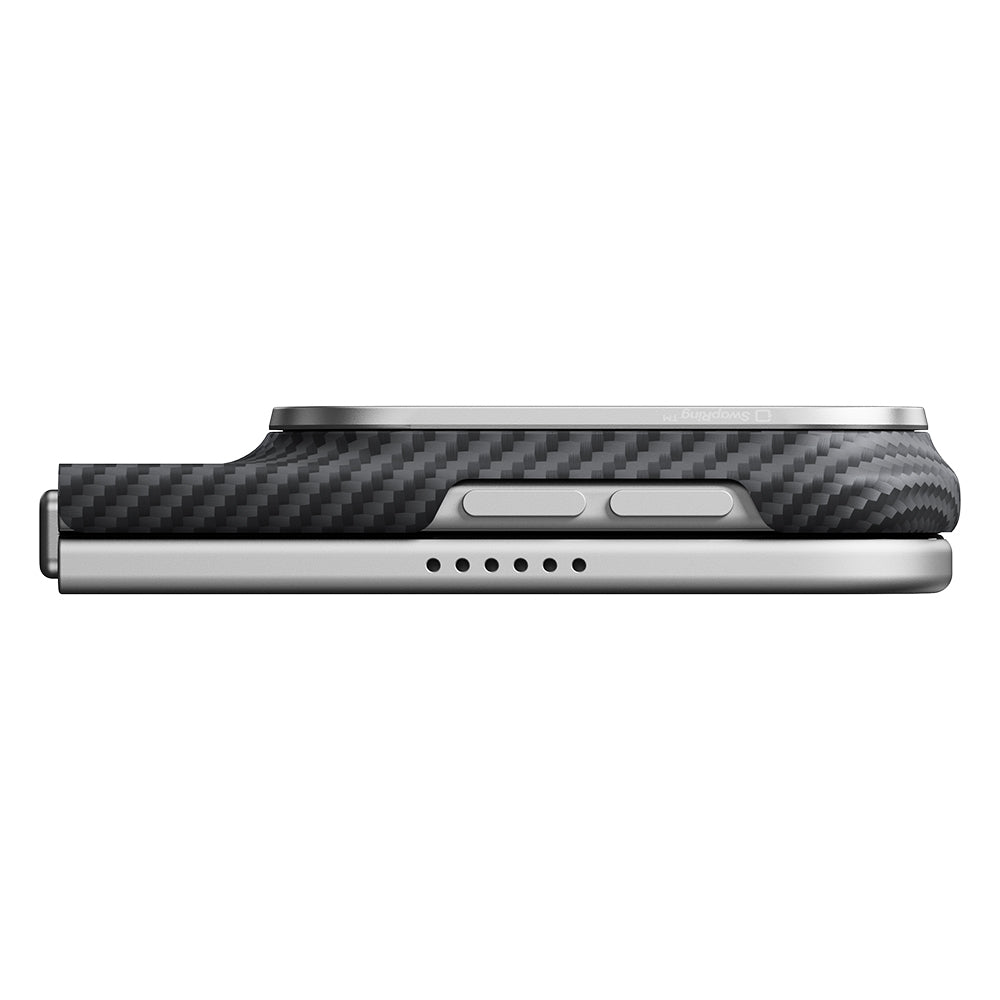 Apple iPhone Duo Kılıf M-safe Şarj Özellikli 600D Aramid Karbon Fiber Pitaka Edge Serisi Black-Grey Twill Kapak