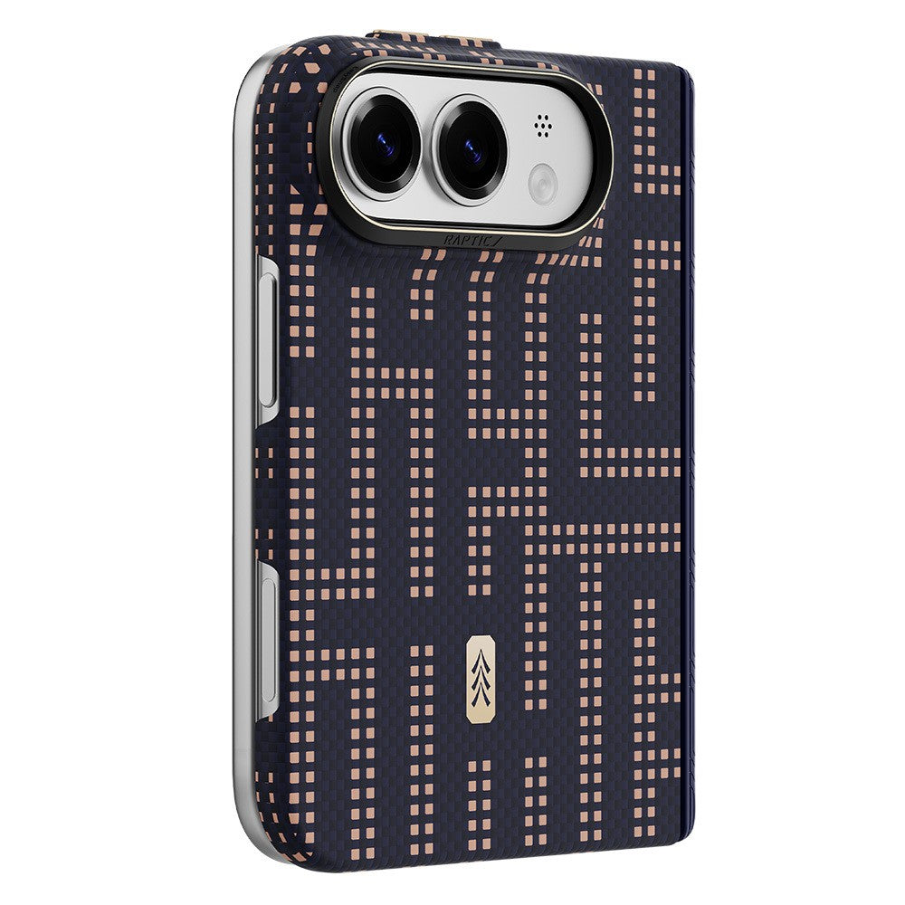 Apple iPhone Duo Kılıf M-safe Şarj Özellikli Raptic Aramid SkinPro Grid Serisi Karbon Kapak