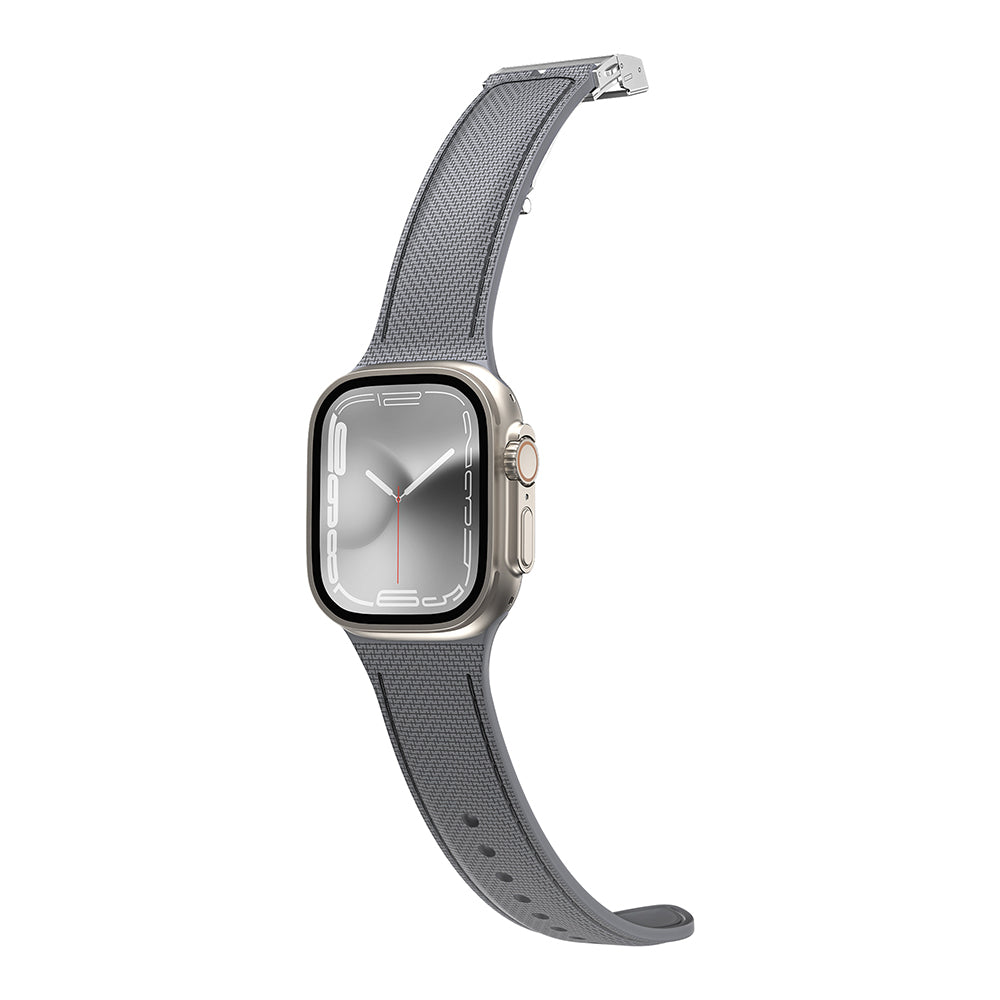 Apple Watch 7 45mm Amazingthing Titan Swift Deri Dokulu Silikon Kordon