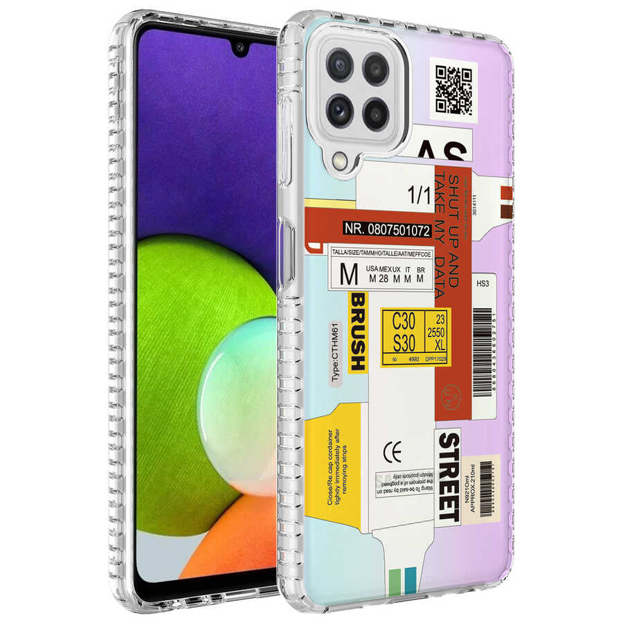 Galaxy A22 4G Kılıf Airbag Kenarlı Renkli Desenli Silikon Zore Elegans Kapak