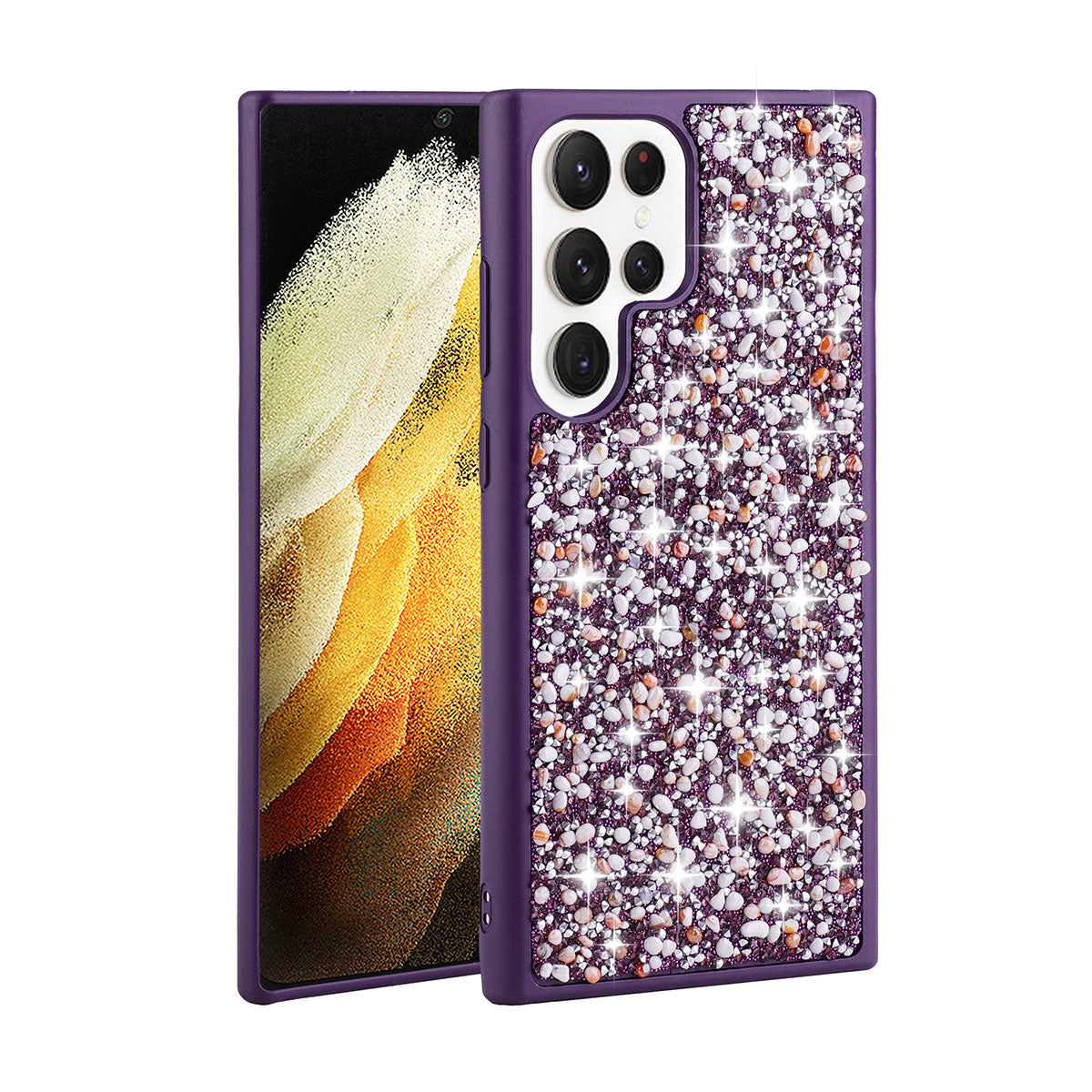 Galaxy S23 Ultra Kılıf Parlak Taşlı Tasarım Zore Linea Kapak