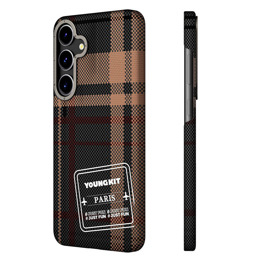 Galaxy S24 Kılıf Ekose Desenli Youngkit Gezhi Serisi Kapak