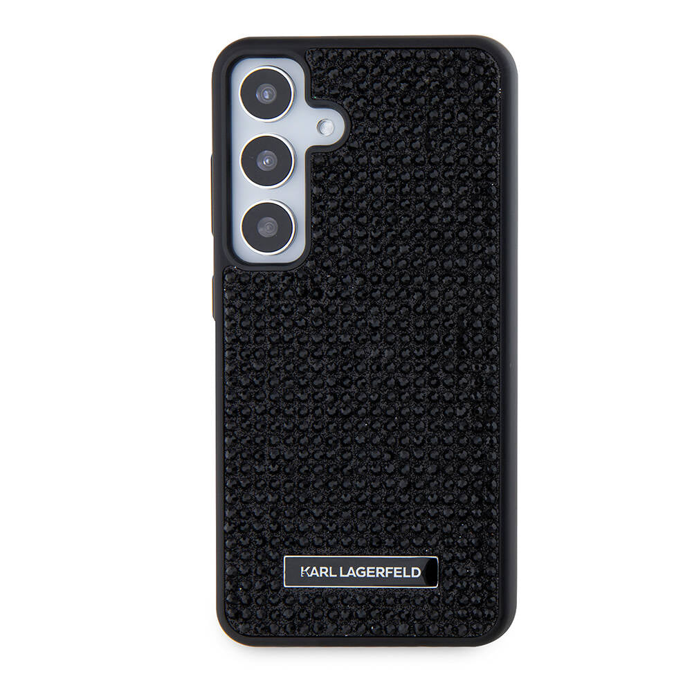 Galaxy S24 Kılıf Karl Lagerfeld Taşlı Metal Logo Orjinal Lisanslı Kapak