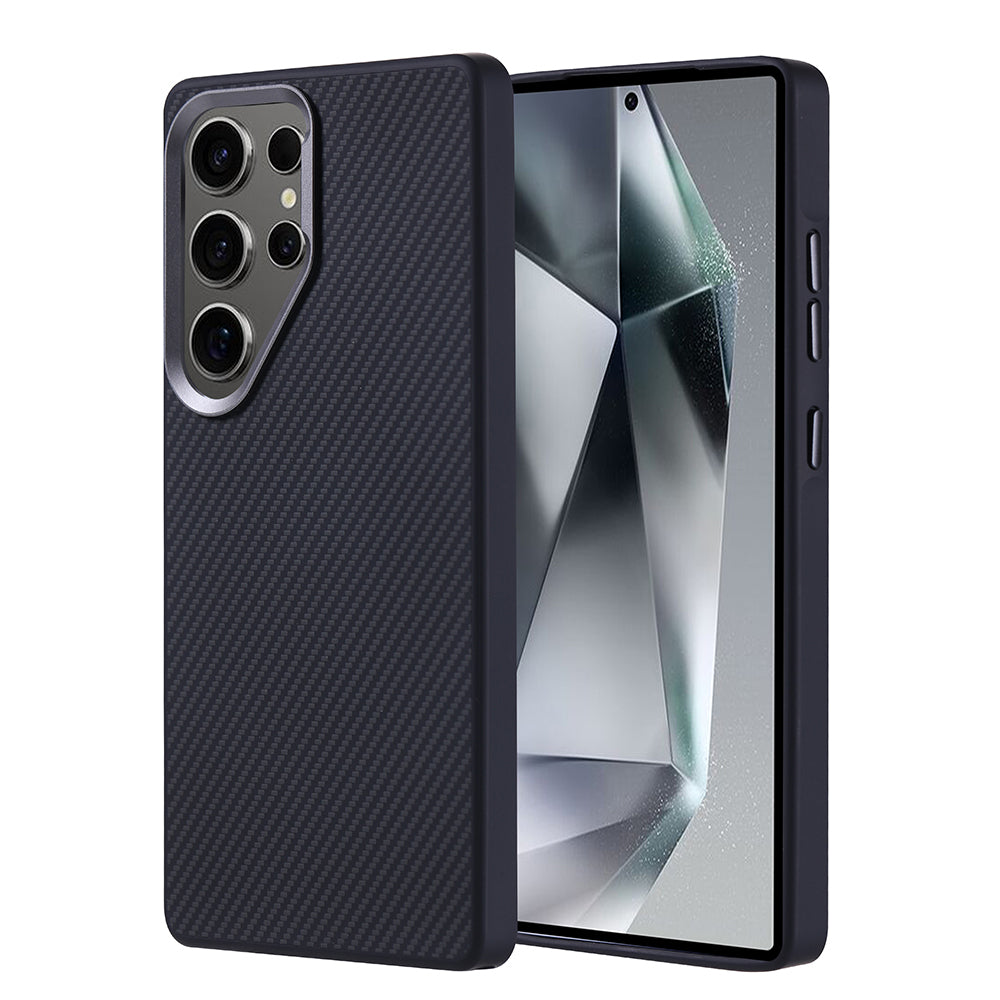 Galaxy S25 Ultra Kılıf M-safe Şarj Özellikli Karbon Fiber Görünümlü Zore Troy Kapak