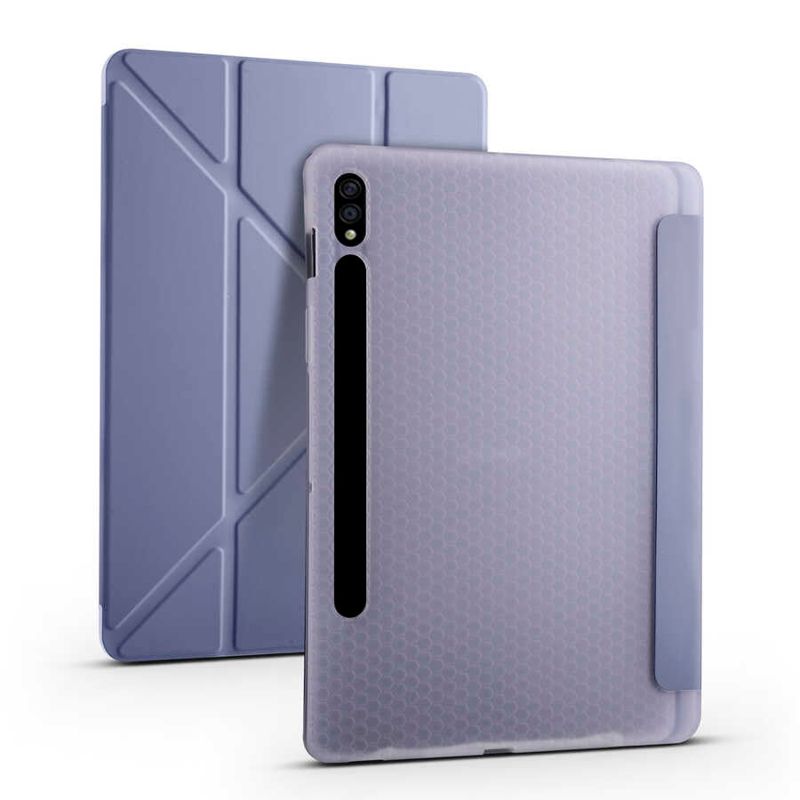 Galaxy Tab S7 T870 Kılıf Zore Tri Folding Kalem Bölmeli Standlı Kılıf