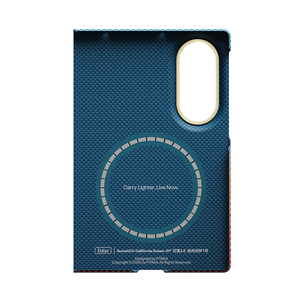 Galaxy Z Fold 8 Kılıf M-safe Şarj Özellikli Aramid Karbon Fiber Pitaka Sunset 2.0 California Dream Serisi Kapak