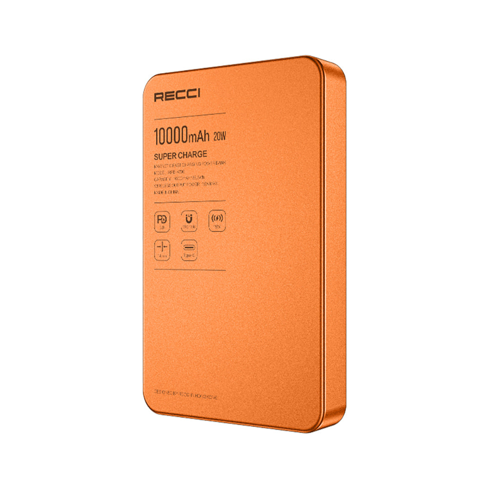 Recci RPB-W36 Ultra İnce PD 20W Hızlı Şarj Özellikli Wireless Powerbank 15W 10000mAh