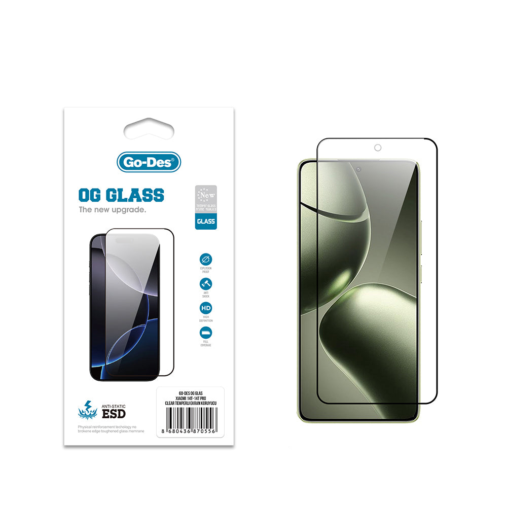Xiaomi 14T Pro Go Des OG Glass Antistatik Temperli Cam Ekran Koruyucu