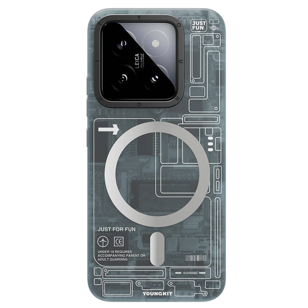 Xiaomi Mi 14 Kılıf M-safe Şarj Özellikli YoungKit Technology Serisi Kapak