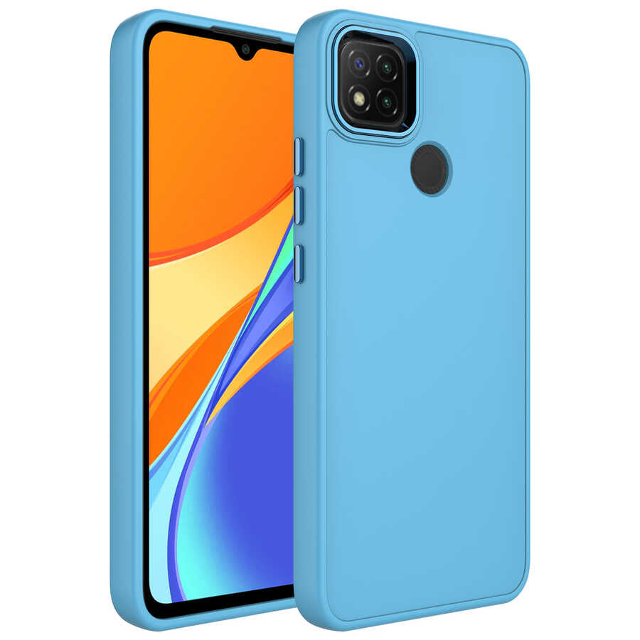 Xiaomi Redmi 10A Kılıf Metal Çerçeve ve Buton Tasarımlı Silikon Zore Luna Kapak