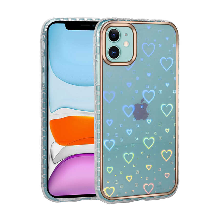 Apple iPhone 11 Kılıf Desenli Parlayan Transparan Zore Avva Kapak