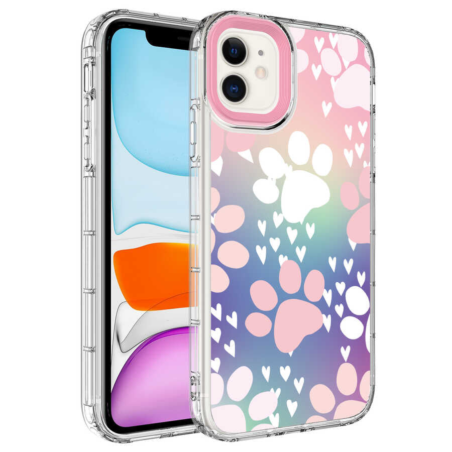 Apple iPhone 11 Kılıf Kamera Korumalı Renkli Desenli Sert Silikon Zore Korn Kapak