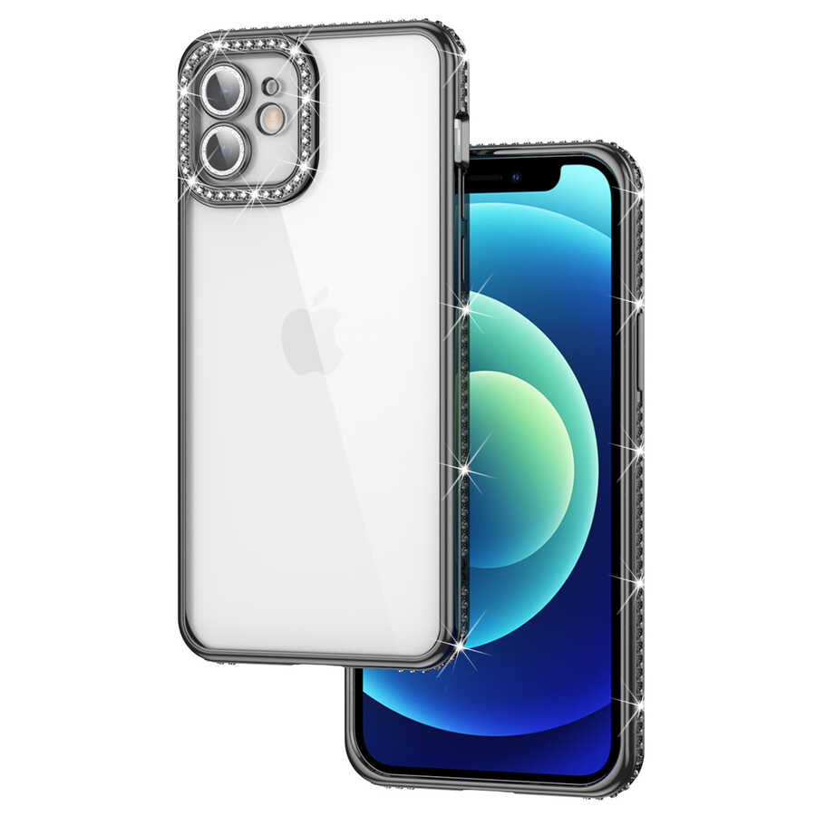 Apple iPhone 11 Kılıf Kamera Korumalı Taşlı Zore Mina Kapak
