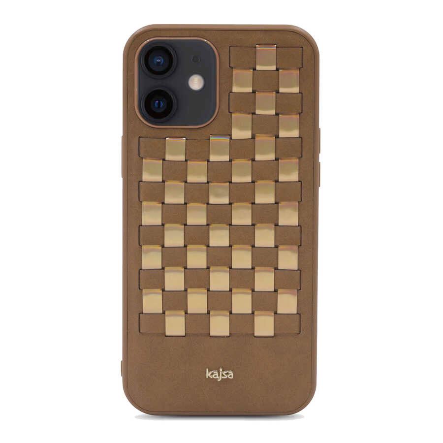Apple iPhone 12 Kılıf Kajsa Preppie Serisi Spotlight Woven Kapak