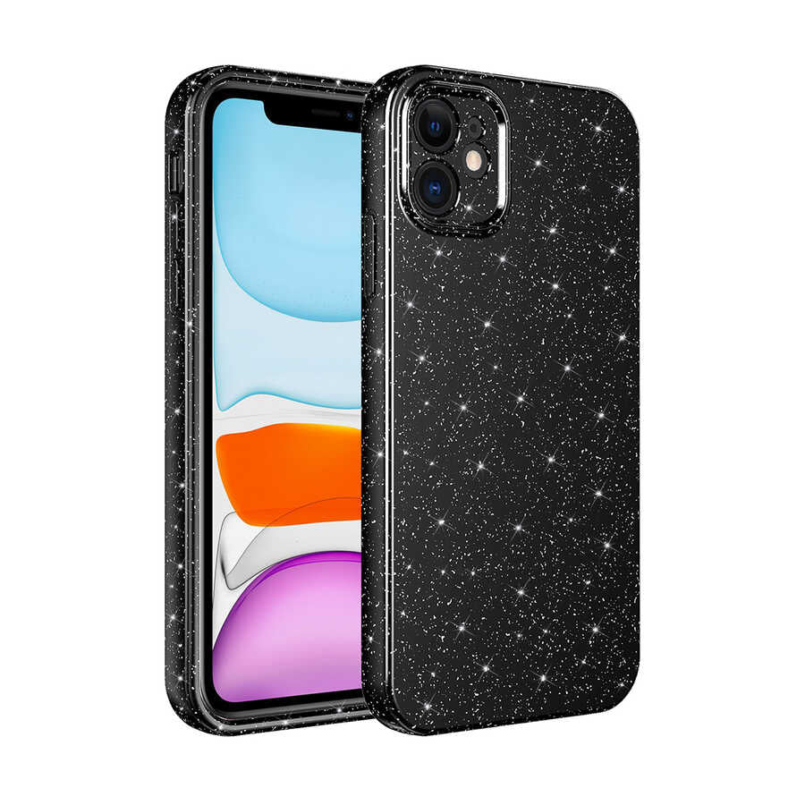 Apple iPhone 12 Kılıf Kamera Korumalı Simli Lüks Zore Koton Kapak