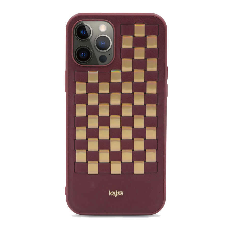 Apple iPhone 12 Pro Kılıf Kajsa Preppie Serisi Spotlight Woven Kapak