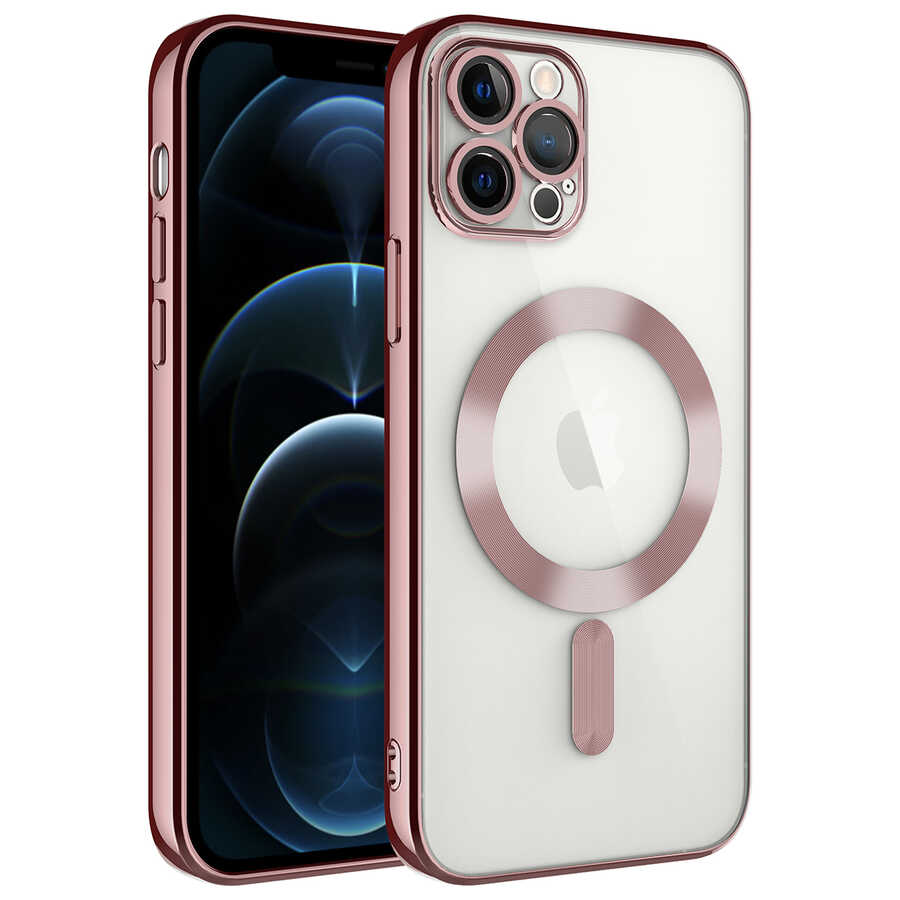 Apple iPhone 12 Pro Max Kılıf Kamera Korumalı M-safe Wireless Şarj Özellikli Zore Demre Kapak