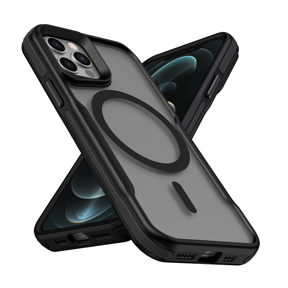 Apple iPhone 12 Pro Max Kılıf M-safe Şarj Özellikli Renkli Kenar Airbag Şeritli Zore Lamer Kapak