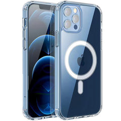 Apple iPhone 12 Pro Max Kılıf M-safe Şarj Özellikli Şeffaf Sert PC Zore Embos Kapak