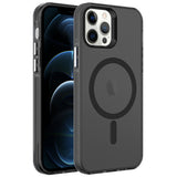 Apple iPhone 12 Pro Max Kılıf Zore M-safe Şarj Özellikli Buzlu Transparan C-Pro Sert Kapak