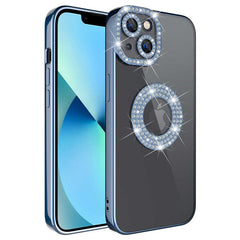 Apple iPhone 13 Kılıf Kamera Korumalı Taş Süslemeli Arkası Şeffaf Zore Asya Kapak