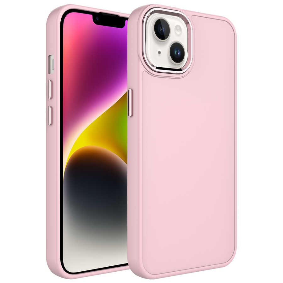 Apple iPhone 13 Kılıf Metal Çerçeve ve Buton Tasarımlı Silikon Zore Luna Kapak