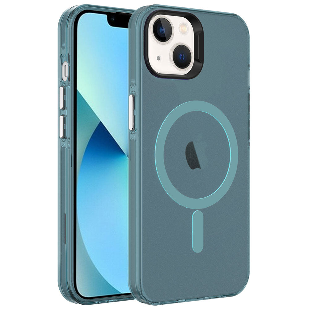 Apple iPhone 13 Kılıf Zore M-safe Şarj Özellikli Buzlu Transparan C-Pro Sert Kapak