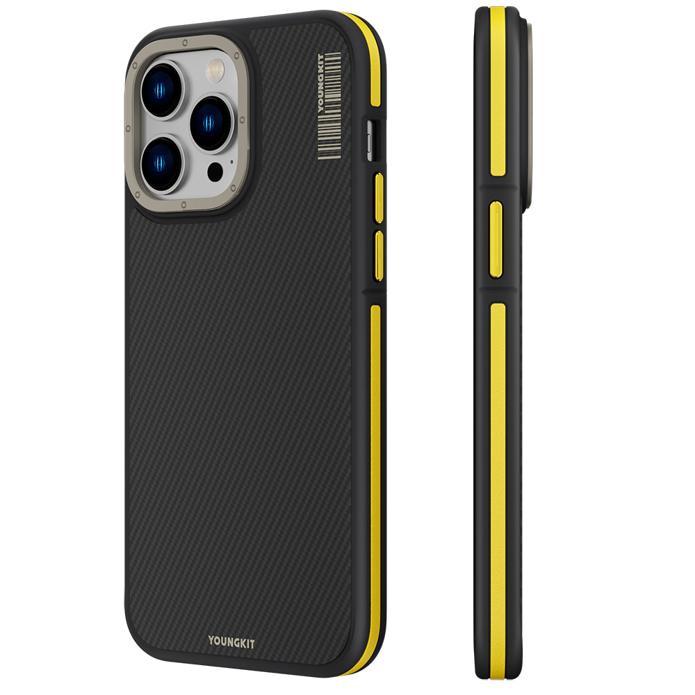 Apple iPhone 13 Pro Kılıf M-safe Şarj Özellikli YoungKit 600D Kevlar Kapak