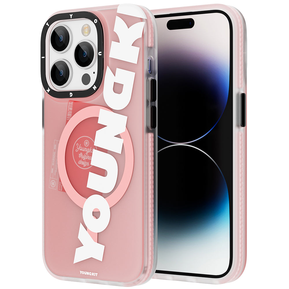Apple iPhone 13 Pro Kılıf M-safe Şarj Özellikli Youngkit Binfen Serisi Yazı Temalı Kapak