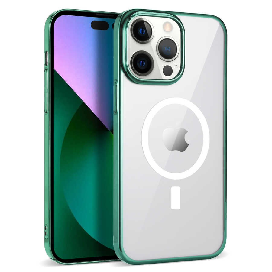 Apple iPhone 13 Pro Kılıf Zore Wireless Şarj Özellikli Pixel M-safe Kapak