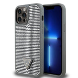 Apple iPhone 13 Pro Max Kılıf Guess Orjinal Lisanslı Taşlı Arka Yüzey Üçgen Logolu Kapak