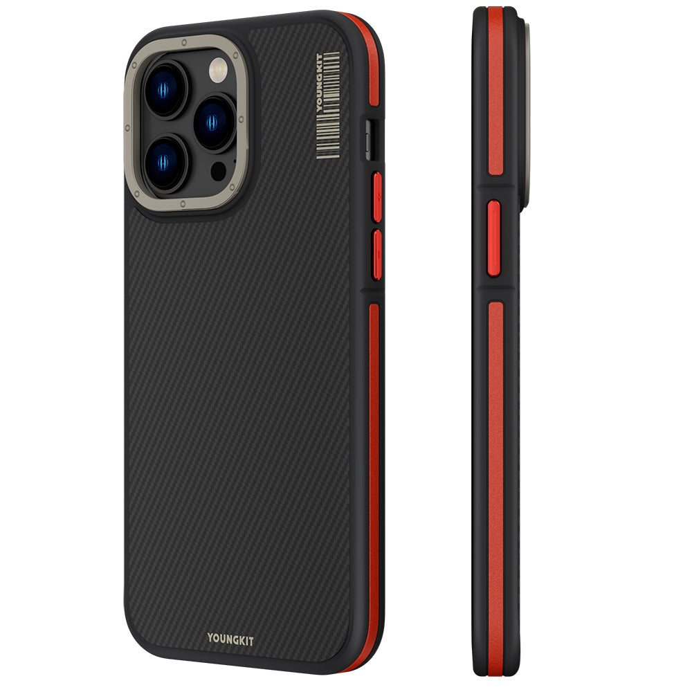 Apple iPhone 13 Pro Max Kılıf M-safe Şarj Özellikli YoungKit 600D Kevlar Kapak