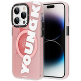 Apple iPhone 13 Pro Max Kılıf M-safe Şarj Özellikli Youngkit Binfen Serisi Yazı Temalı Kapak