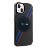 Apple iPhone 14 Kılıf BMW M-safe Şarj Özellikli Transparan 3 Renkli Şerit Dizayn Kapak