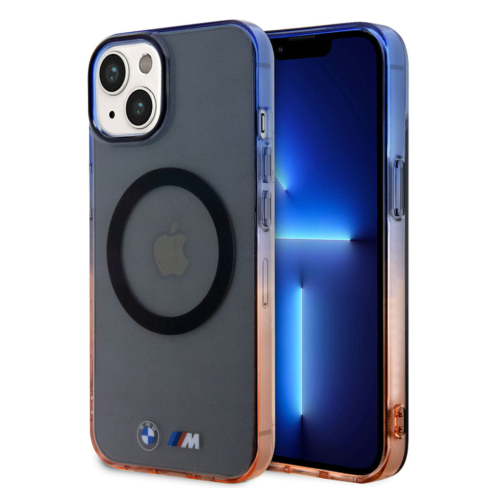 Apple iPhone 14 Kılıf BMW M-safe Şarj Özellikli Transparan Renk Geçişli Dizayn Kapak