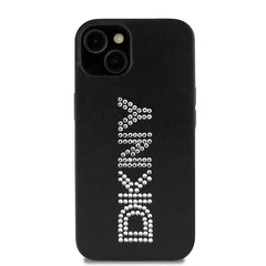 Apple iPhone 14 Kılıf DKNY Orjinal Lisanslı Taşlı DKNY Yazılı Metalik Rhinestones PU Deri Kapak