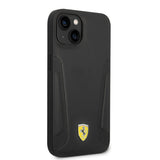 Apple iPhone 14 Kılıf Ferrari M-safe Şarj Özellikli Deri Kenarları Damgalı Dizayn Kapak