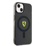 Apple iPhone 14 Kılıf Ferrari M-safe Şarj Özellikli Yarı Transparan Dizayn Kapak