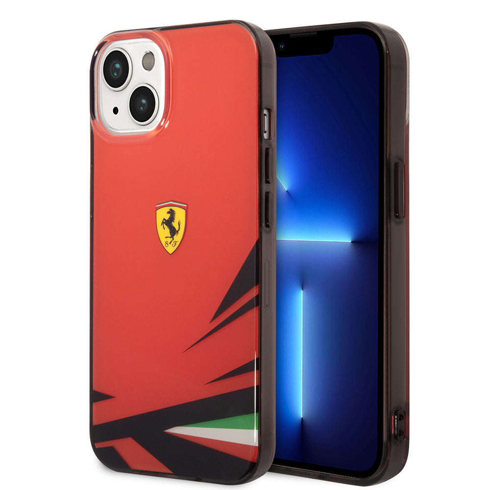 Apple iPhone 14 Kılıf Ferrari Orjinal Lisanslı Baskı Logolu İtalyan Bayrak Baskılı Dizayn Kapak