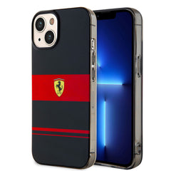 Apple iPhone 14 Kılıf Ferrari Orjinal Lisanslı M-safe Şarj Özellikli Yatay Çizgili Dizayn Kapak