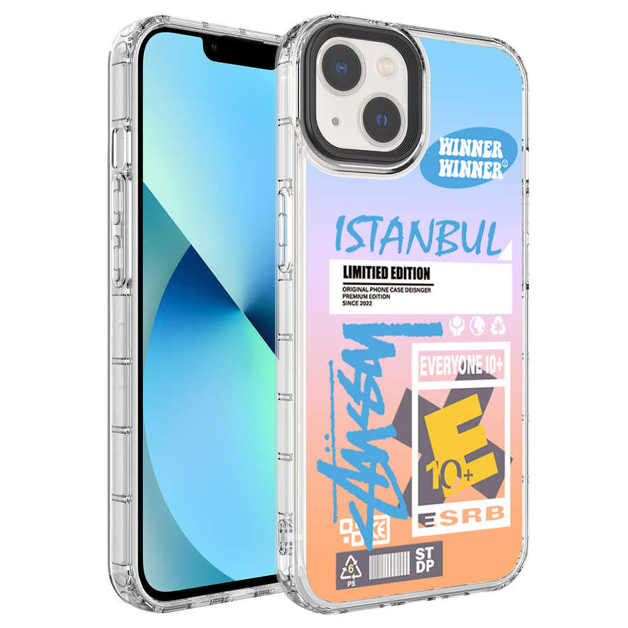 Apple iPhone 14 Kılıf Kamera Korumalı Renkli Desenli Sert Silikon Zore Korn Kapak