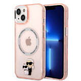 Apple iPhone 14 Kılıf Karl Lagerfeld M-safe Şarj Özellikli K&C Dizayn Kapak