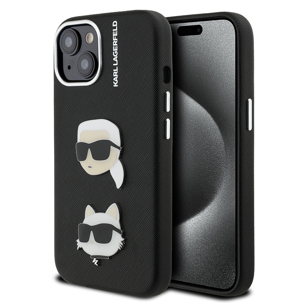 Apple iPhone 14 Kılıf Karl Lagerfeld Orjinal Lisanslı K&C Heads Pin Kapak