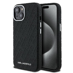 Apple iPhone 14 Kılıf Karl Lagerfeld Orjinal Lisanslı PU Deri Damgalı Metal Yazı Logolu Kapak